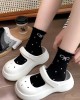 Cross Pod Cuff Stretch Mid Calf Socks Polka Dot Bow Socks Women Spring and Autumn