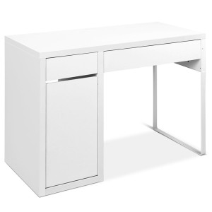 Metal Desk With Storage Cabinets – White