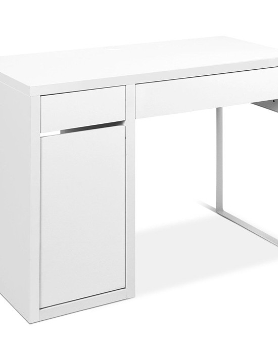 Metal Desk With Storage Cabinets – White