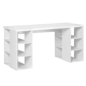 3 Level Desk with Storage & Bookshelf – White