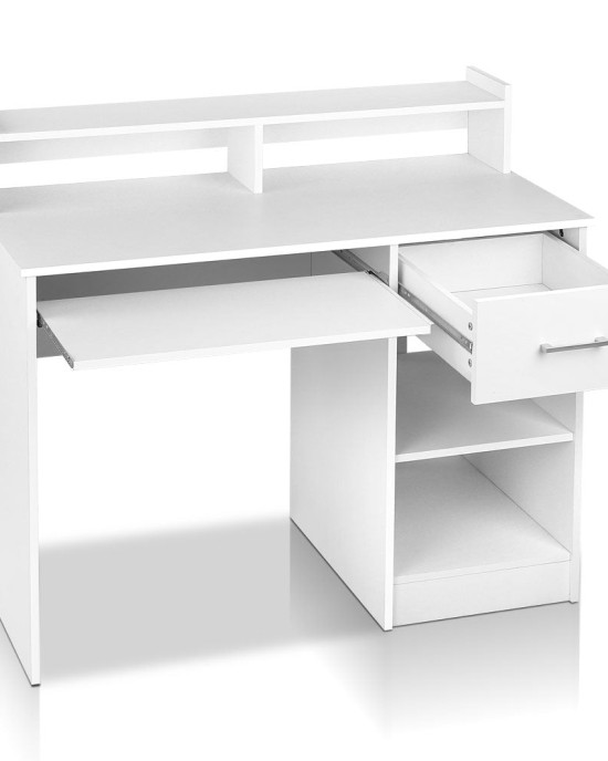 Office Computer Desk with Storage – White