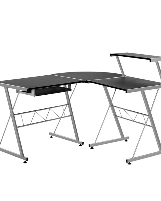 Corner Metal Pull Out Table Desk – Black