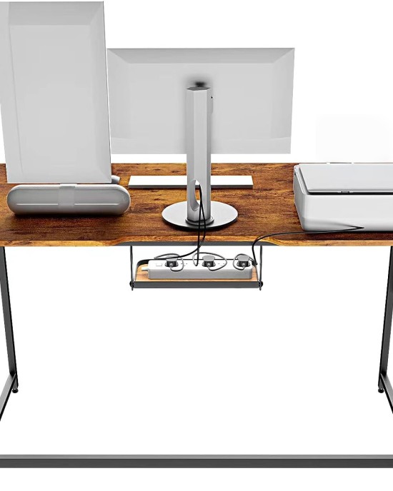 55 inch Computer Desk with Built-in Outlet & USB Charging Port