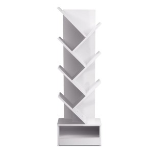 Display Shelf 7-Shelf Tree Bookshelf Book Storage Rack Bookcase White