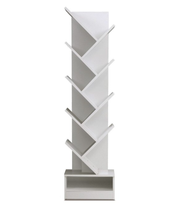 Display Shelf 9-Shelf Tree Bookshelf Book Storage Rack Bookcase White