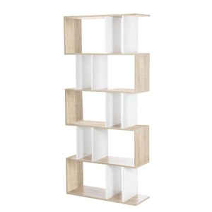 5-tier Zigzag Shelving Unit – White and Wood