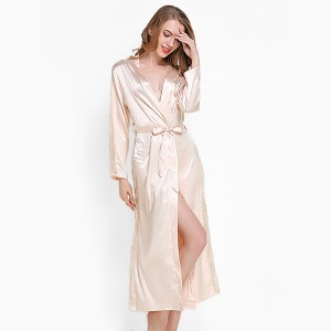 Ice silk silk pajamas female summer robe spring and summer new loose ladies home wear spring and autumn bathrobe morning robe