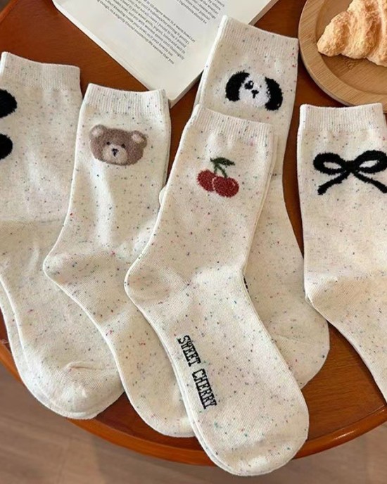 Autumn and winter cartoon flocking socks cute college style