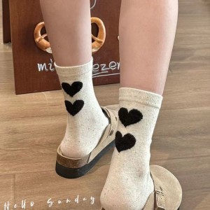 Autumn and winter cartoon flocking socks cute college style