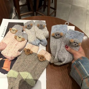 New wool warm padded Teddy dog doll socks in autumn and winter