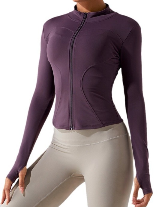 Autumn and winter new zippered long sleeved yoga jacket, quick drying and slimming yoga suit, women's running, fitness and sports top