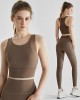 New yoga outfit set for women wearing professional tank tops, shock-absorbing high waisted tight fitting, no awkward line sports set