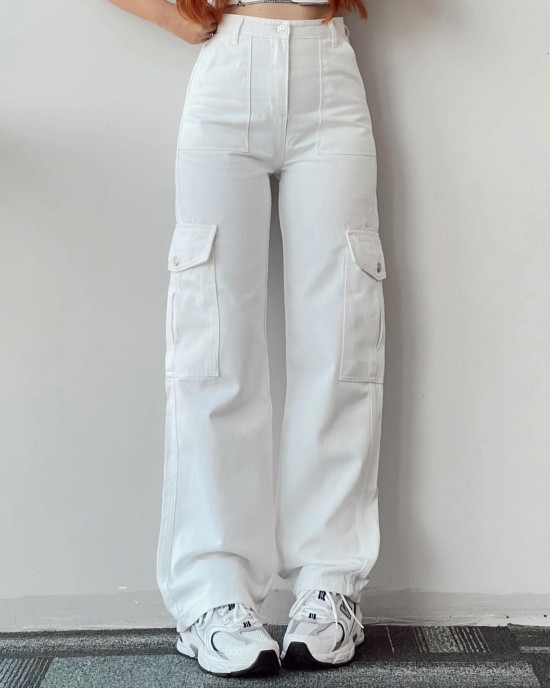 2024 new versatile casual pants mid-waist three-dimensional pockets pants waisted workers Dress Pants