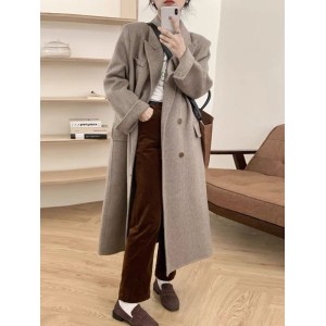 Feeling loose and elegant, shoulder length suit, retro wool coat, niche French medium length women's coat