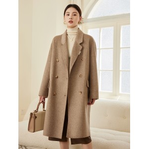 Autumn and winter high-end cocoon shaped double-sided woolen coat, women's simple temperament, long loose wool coat