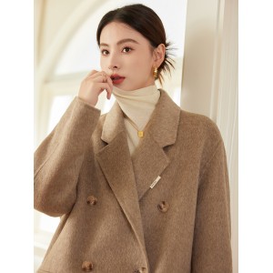 Autumn and winter high-end cocoon shaped double-sided woolen coat, women's simple temperament, long loose wool coat