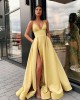 Summer new women's sexy slim sling dress deep V split banquet evening dress