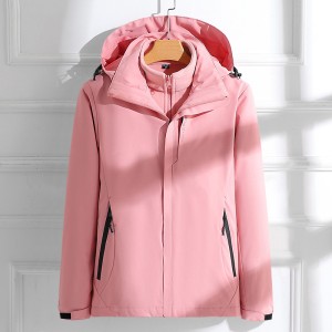 Punching jacket 3 in 1 removable ladies outdoor camping hiking windproof jacket waterproof hooded jacket