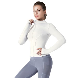 Outdoor sports quick drying tight fitting women's yoga jacket, running training high elasticity breathable jacket, long sleeved top, fitness suit