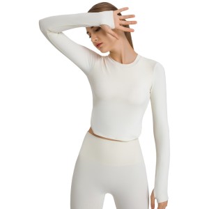 Yoga clothes new sexy side seam split naked sense of fitness long sleeve T wear casual running sports top women